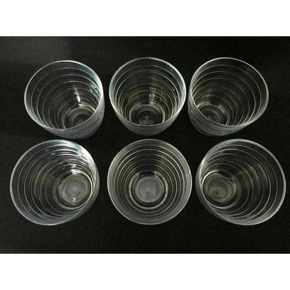 Set 6 Embossed Line Ring Double Old Fashioned Whiskey Juice Drinking Glass 12 oz - Picture 5 of 6